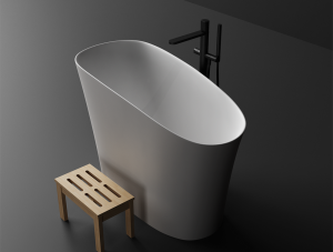 Monica 1200 Freestanding Soaker Stone Bath with stool